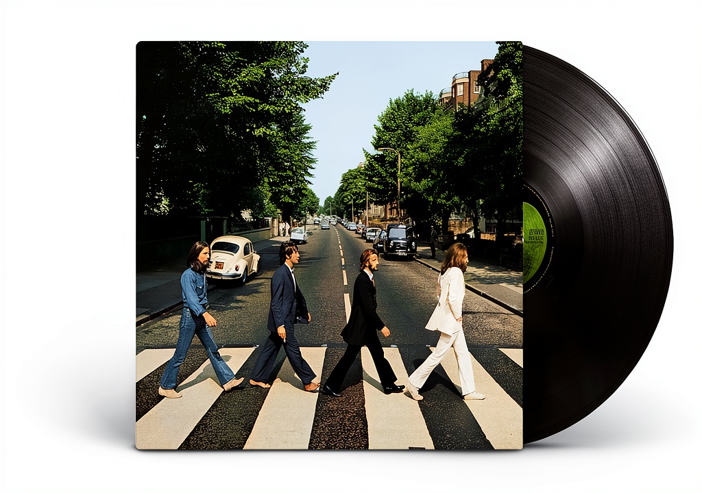 Installing English Capitol CD Vinyl Music Album on a wooden desk